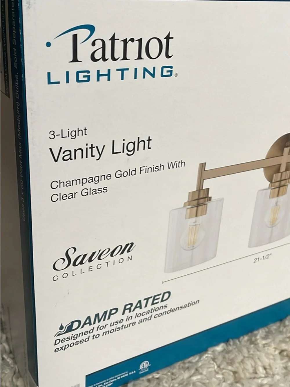 Patriot Lighting Savion 3-Light Vanity Light in Champagne Gold